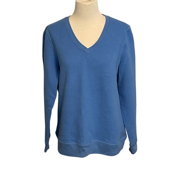 IZOD Women’s Sweatshirt V-Neck Blue Size Large Casual - Picture 1 of 6